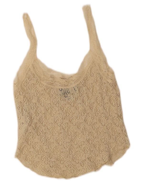 Urban Outfitters Womens Crop Lace Cami Top UK 8 Small Beige Floral