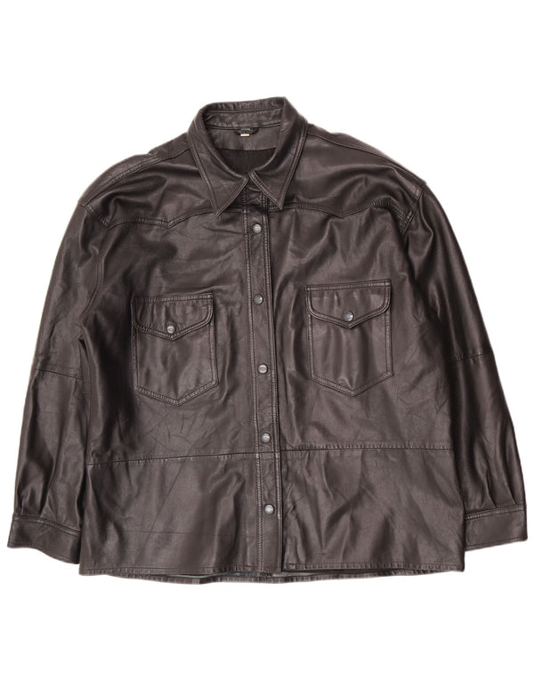 Jachetă de piele vintage pentru femei supradimensionată EU 40 Medium Black