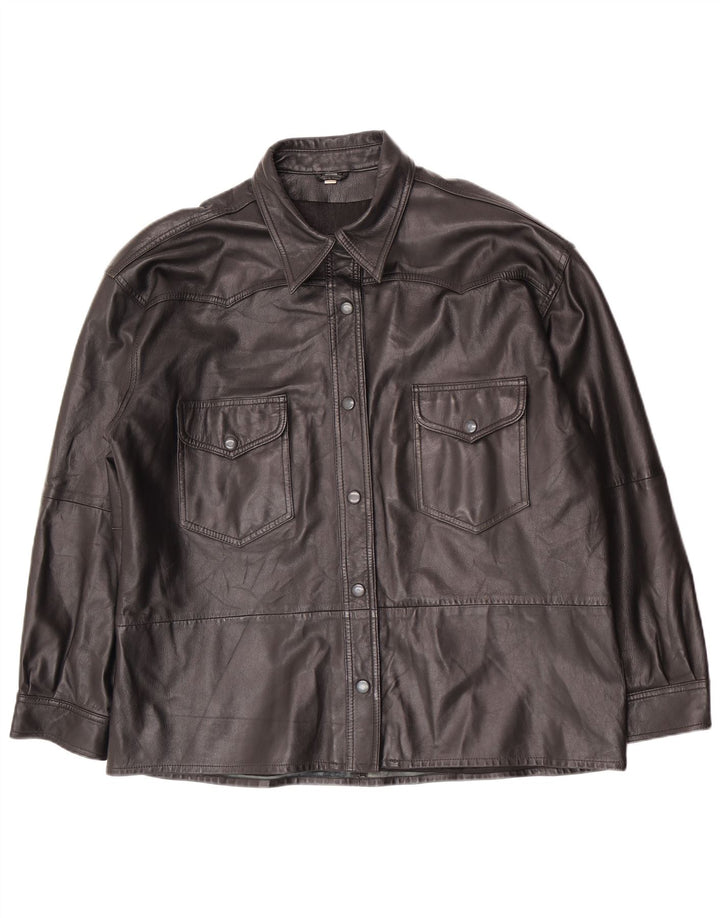 Jachetă de piele vintage pentru femei supradimensionată EU 40 Medium Black