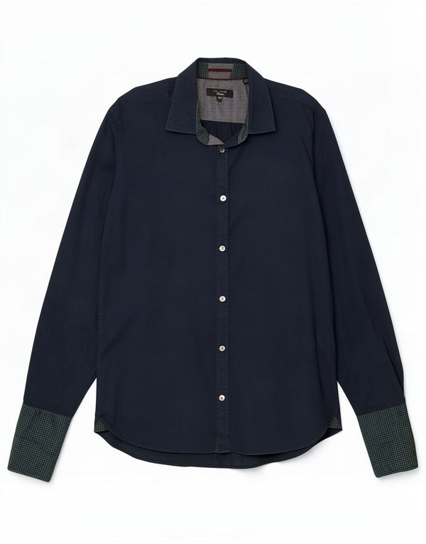 Ted Baker Mens Formal Shirt Size 15.5 Medium Navy Blue Spotted