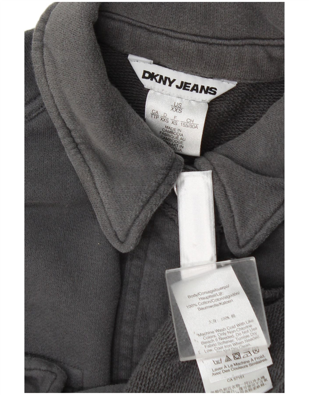 Cămașă supradimensionată Dkny pentru femei UK 2 2XS bumbac gri