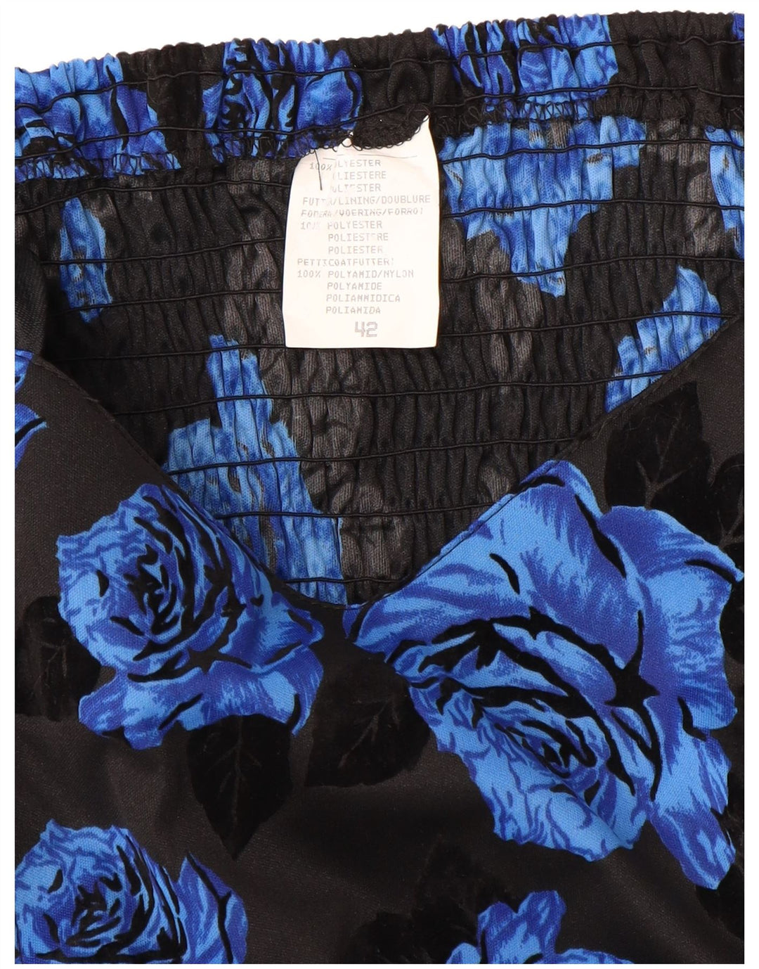 VINTAGE Rochie A-Line fără mâneci pentru femei IT 42 Poliester Floral Albastru Mediu