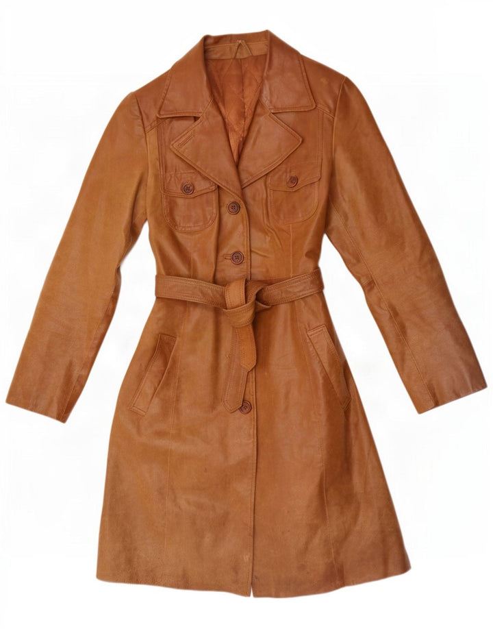 Palton din piele vintage pentru femei IT 46 mare maro