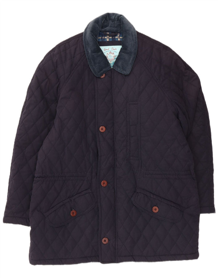 Jachetă matlasată vintage pentru bărbați UK 42 XL bleumarin poliester