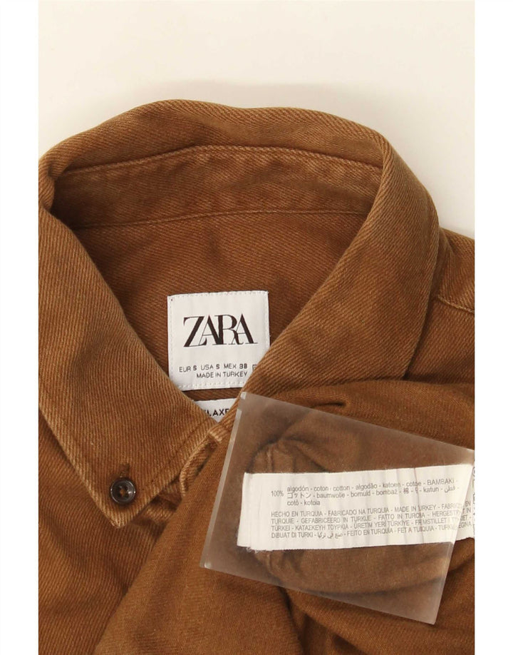 Cămașă Denim Zara Bărbați Mic Bej Bumbac