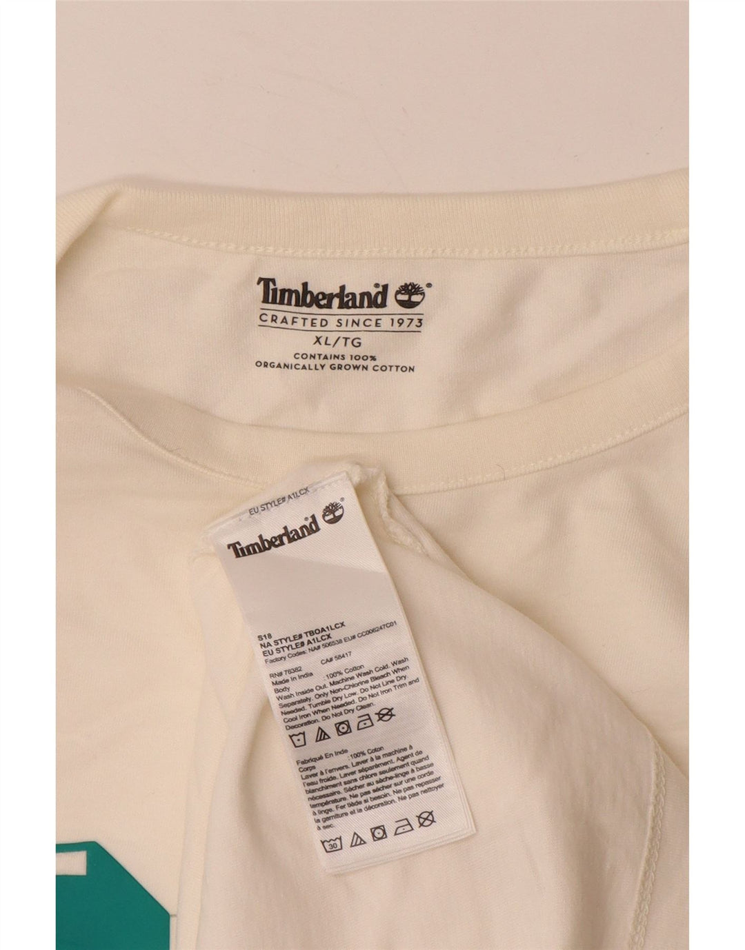 TIMBERLAND Top grafic pentru bărbați cu mânecă lungă XL din bumbac alb