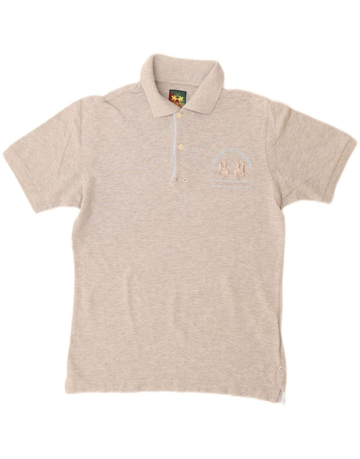 Tricou polo La Martina pentru bărbați, bumbac gri mic