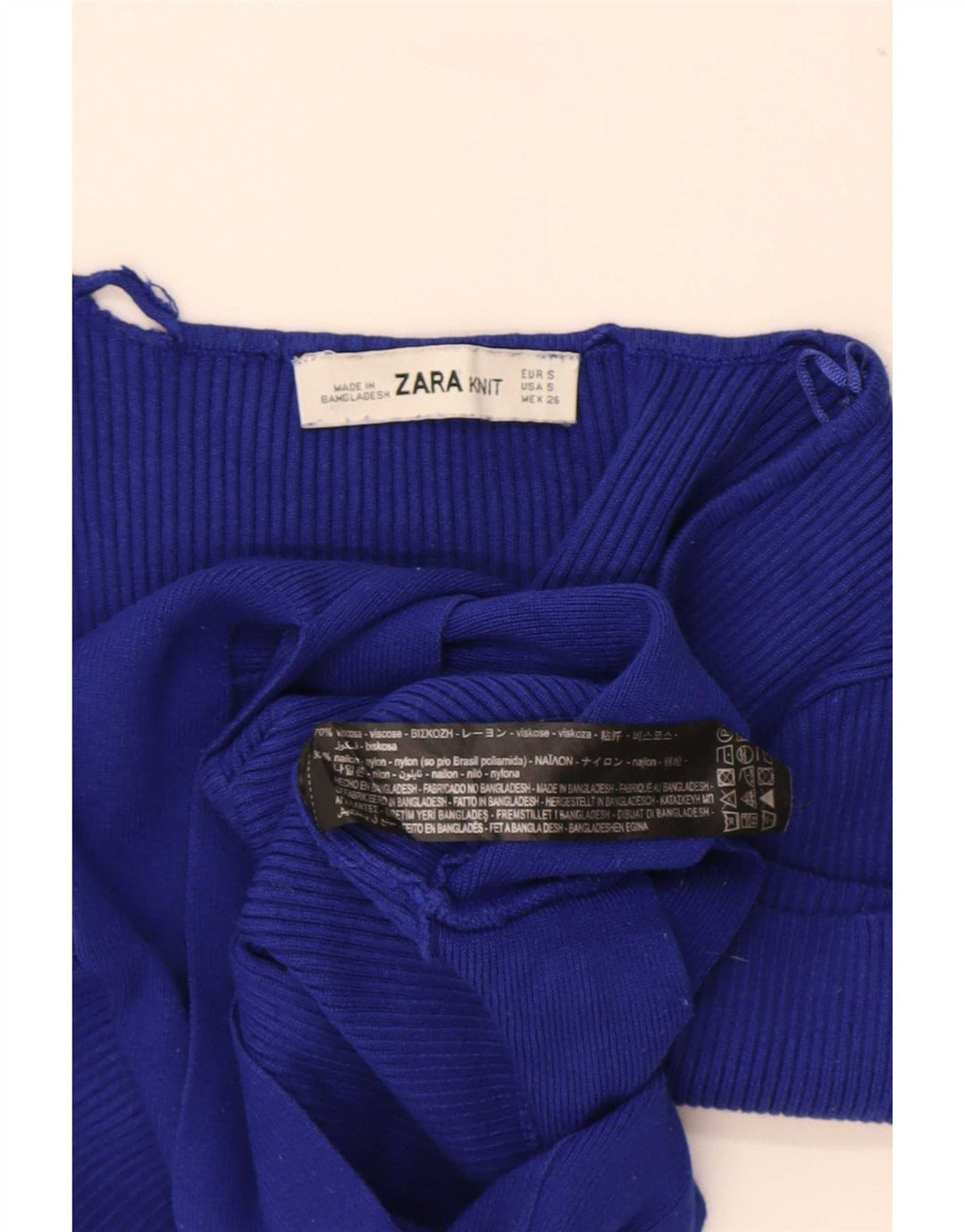 Crop Top pentru femei Zara UK 8 Small Blue Viscose