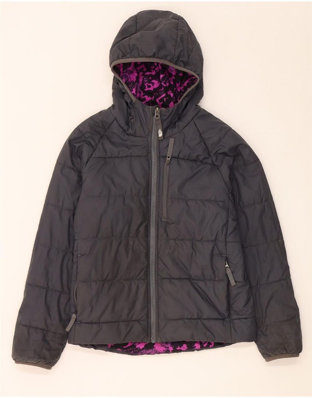 Jachetă reversibilă cu glugă The North Face pentru fete 9-10 ani mediu negru