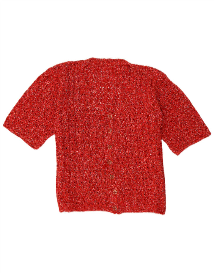 Cardigan vintage cu mânecă scurtă pentru femei UK 14 Medium Red