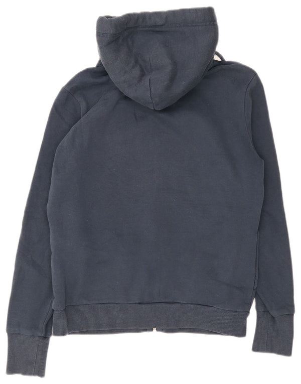 Pulover Superdry pentru damă, cu grafic, cu fermoar, cu glugă, UK 14, mare, albastru, bumbac