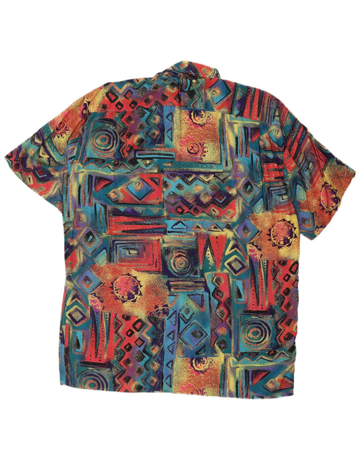 Cămașă Vintage pentru bărbați cu mânecă scurtă, mare, multicoloră, geometrică