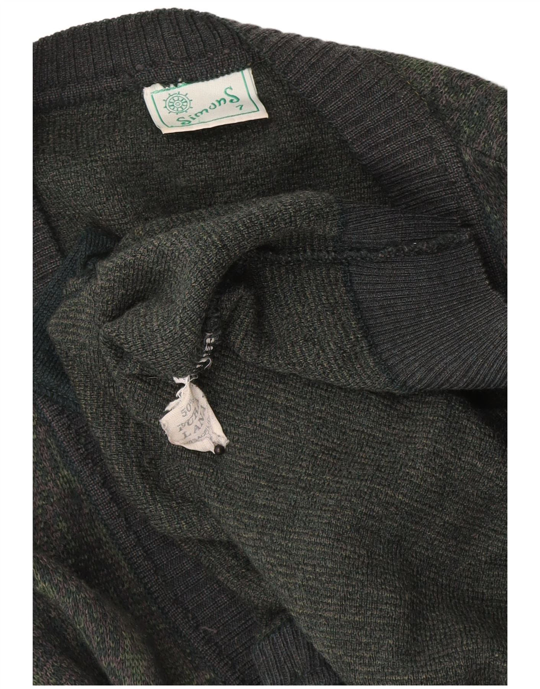 Pulover Cardigan Vintage pentru bărbați Lână geometrică mare kaki