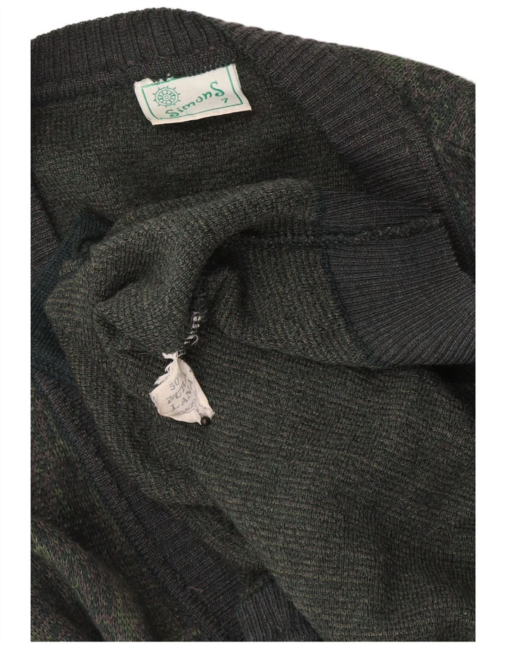 Pulover Cardigan Vintage pentru bărbați Lână geometrică mare kaki