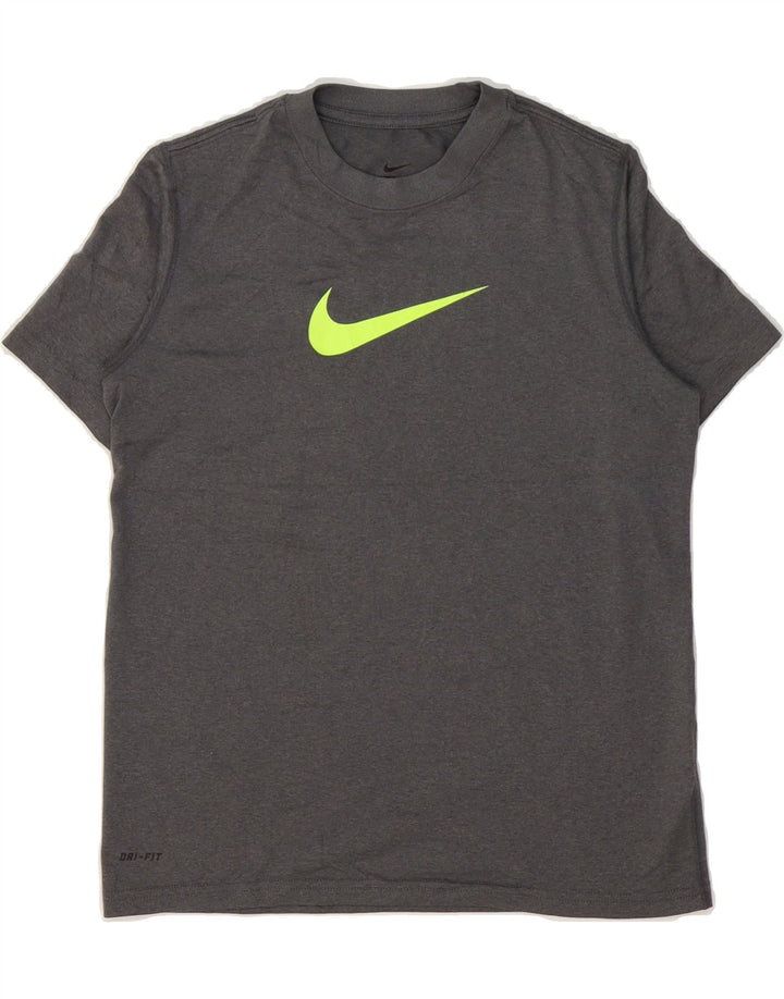 NIKE Womens Dri Fit Graphic T-Shirt Top UK 12 Medium Grey Polyester Vintage Nike and Second-Hand Nike from Messina Hembry 