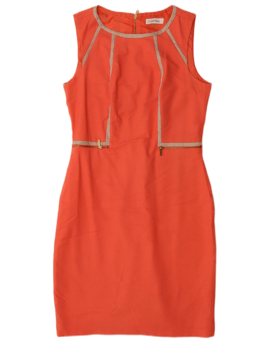 Rochie de damă Calvin Klein, fără mâneci, portocaliu mediu US 6