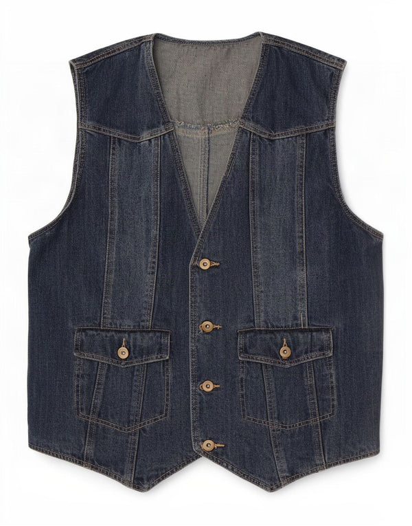 Vestă de blugi vintage pentru bărbați IT 52 mare, albastru, bumbac