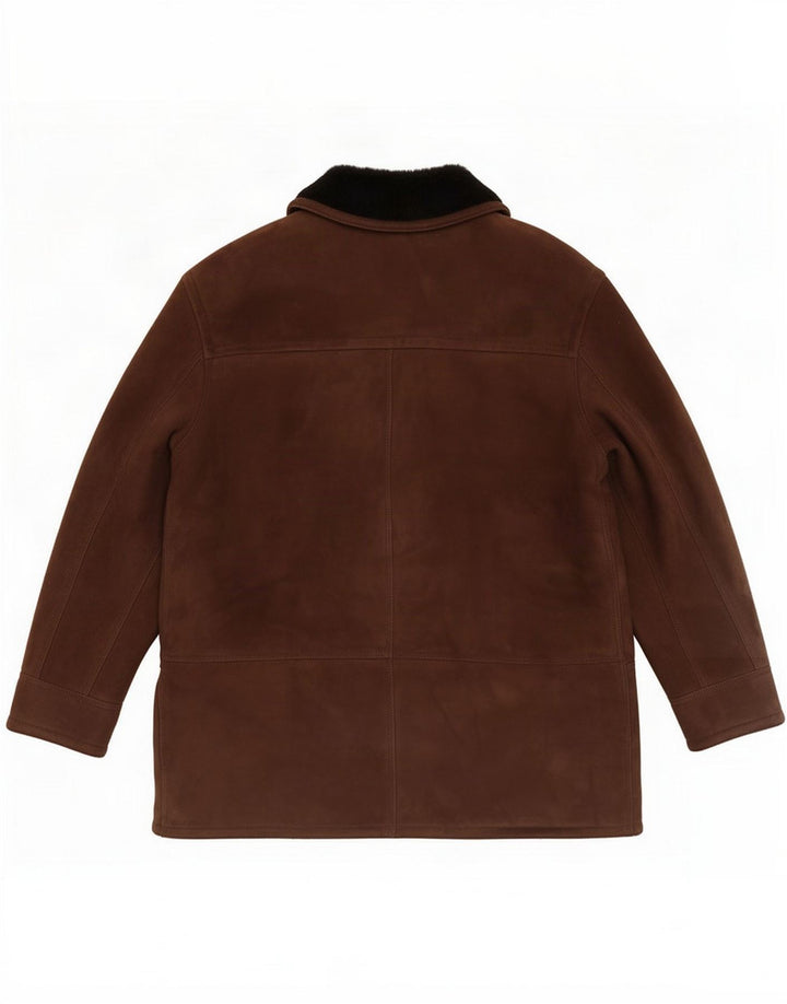 Vintage Mens Shearling Jacket IT 54 2XL Brown