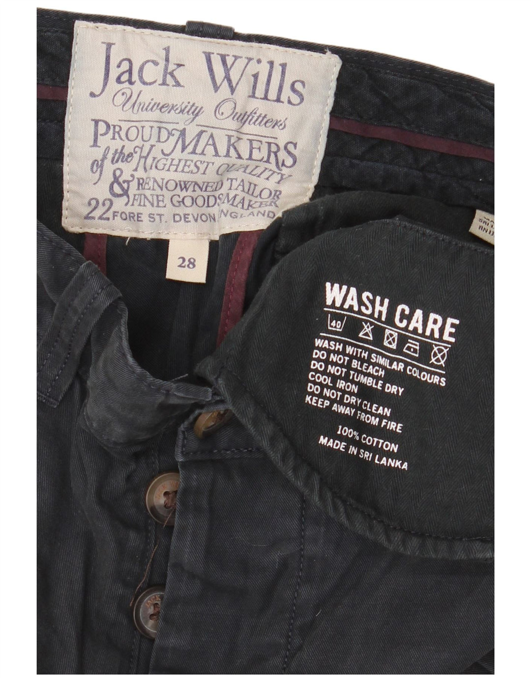 Pantaloni scurți chino Jack Wills pentru femei W28, bumbac albastru bleumarin mediu