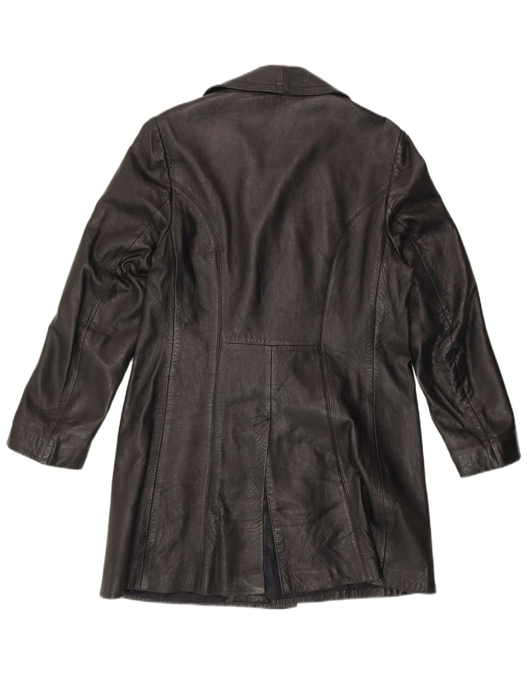 VINTAGE Palton din piele dublu pentru femei UK 14 Medium Black