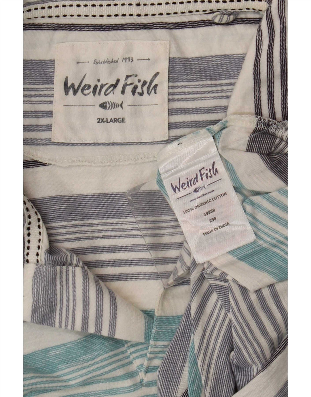 Tricou polo pentru bărbați Weird Fish 2XL, bumbac cu dungi albastre