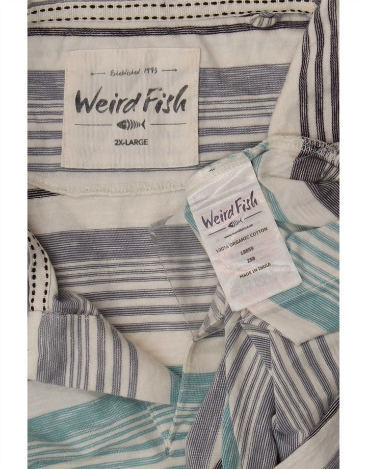 Tricou polo pentru bărbați Weird Fish 2XL, bumbac cu dungi albastre
