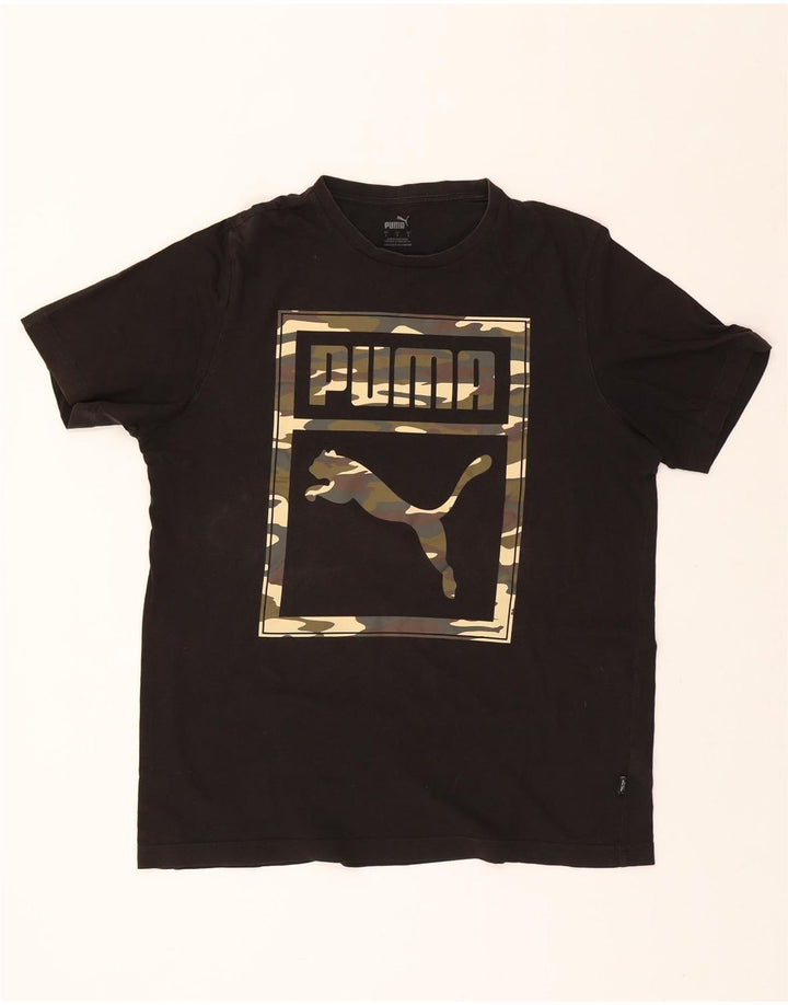 PUMA Mens Graphic T-Shirt Top Large Black Cotton Vintage Puma and Second-Hand Puma from Messina Hembry 