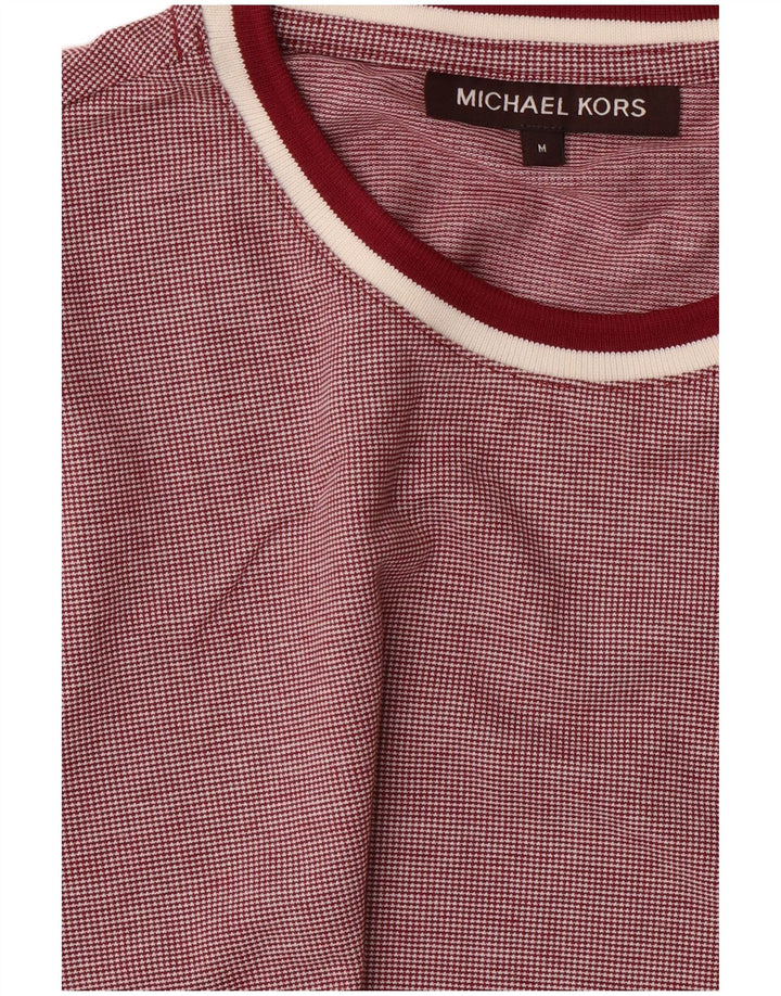 MICHAEL KORS Mens T-Shirt Top Medium Maroon Check