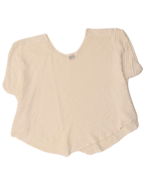 Bluză supradimensionată asimetrică pentru femei Benetton UK 14 Bumbac alb mediu