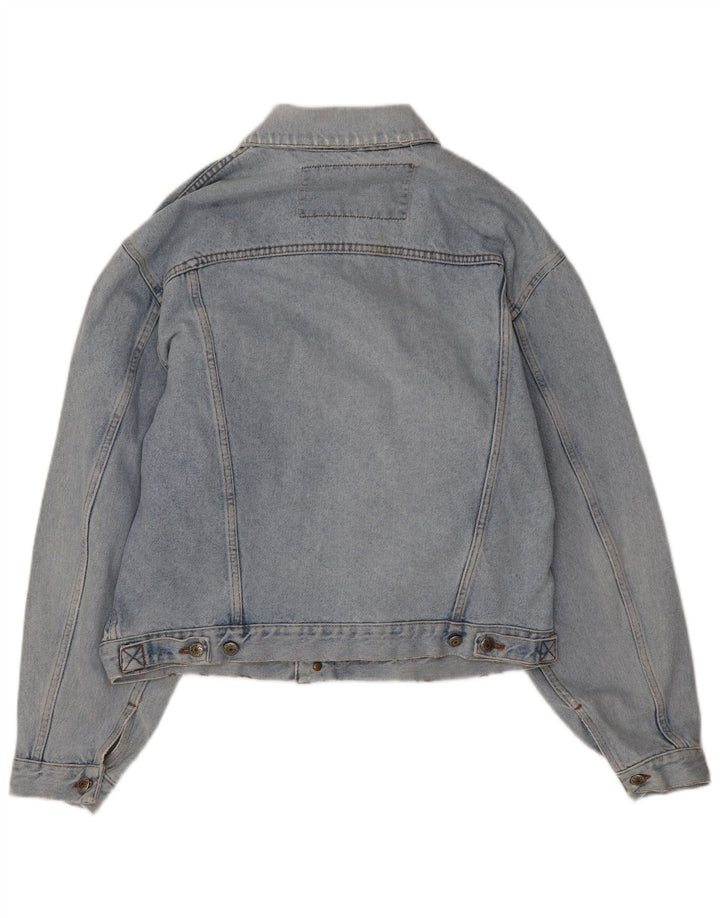 Jachetă vintage pentru bărbați din denim învechit UK 40 mare, albastru, bumbac