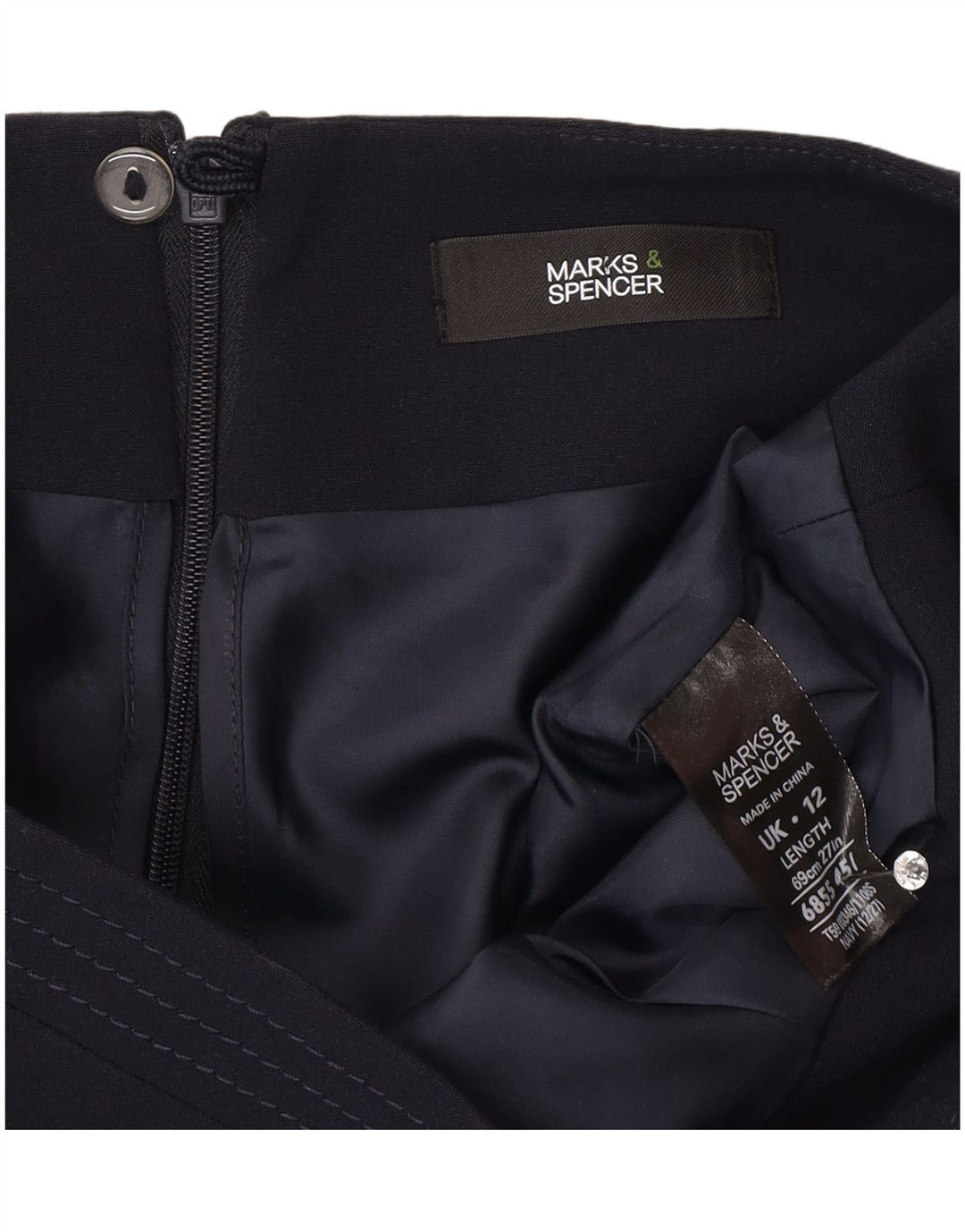 Fusta creion pentru femei Marks & Spencer UK 12 Medium W30 Poliester bleumarin