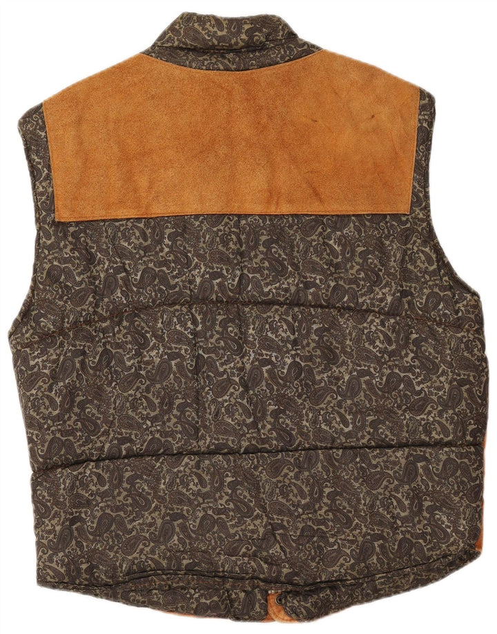 Gilet căptușit pentru bărbați din piele intoarsa VINTAGE IT 54 2XL din piele maro Paisley