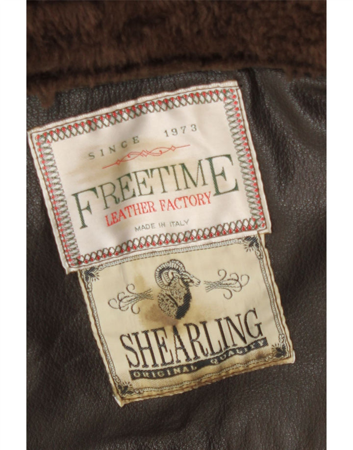 Jachetă vintage pentru bărbați din shearling UK 42 XL maro din shearling