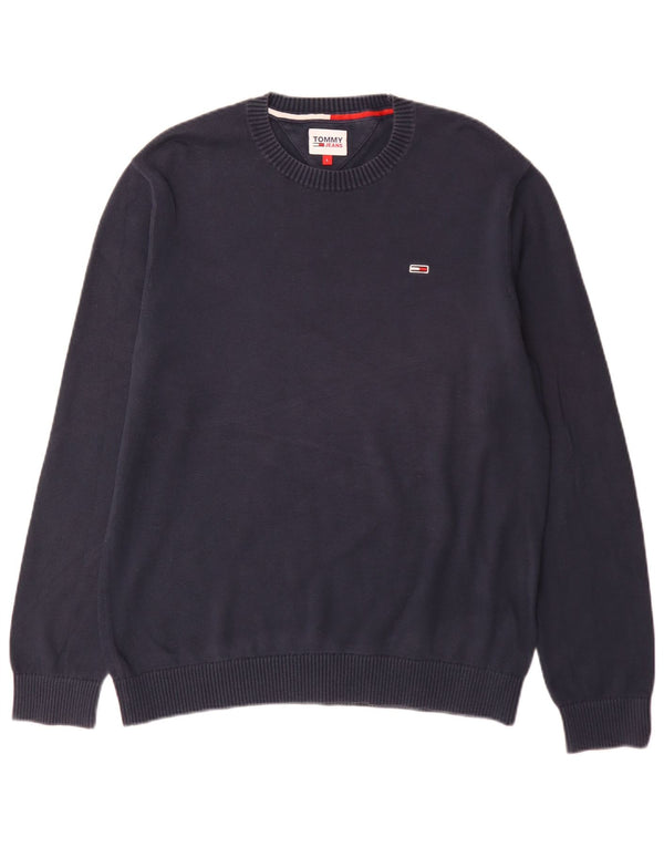 Pulover Tommy Hilfiger pentru bărbați, cu gât crew, bumbac mare, albastru bleumarin