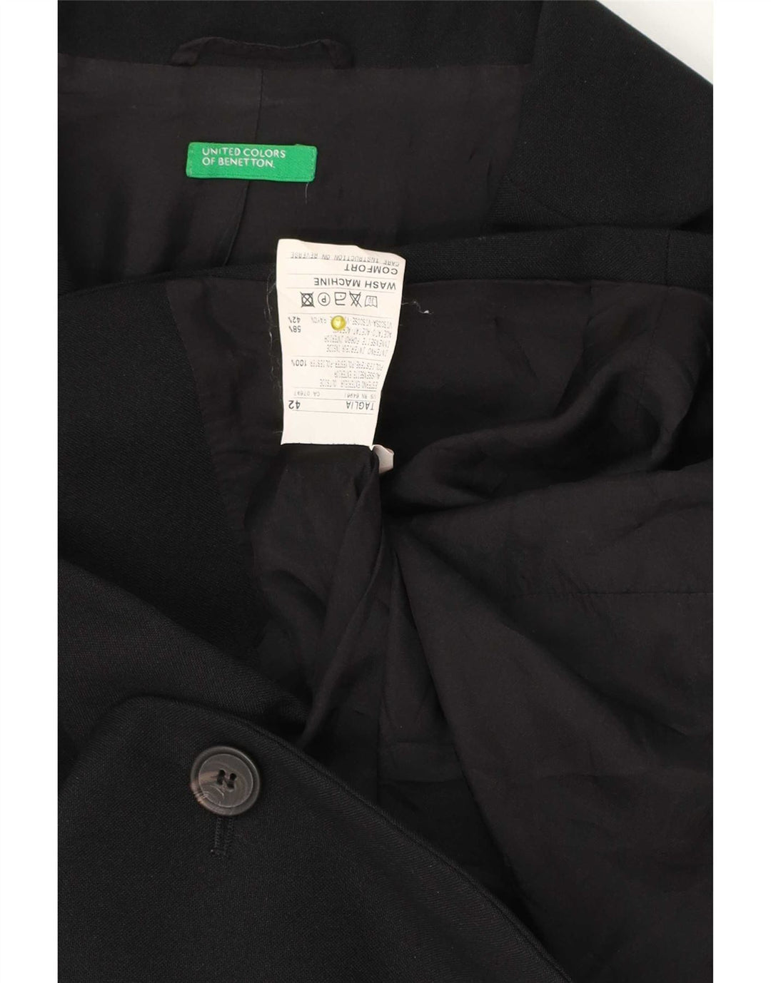 Jachetă pentru femei Benetton cu 3 nasturi IT 42 Poliester mediu negru