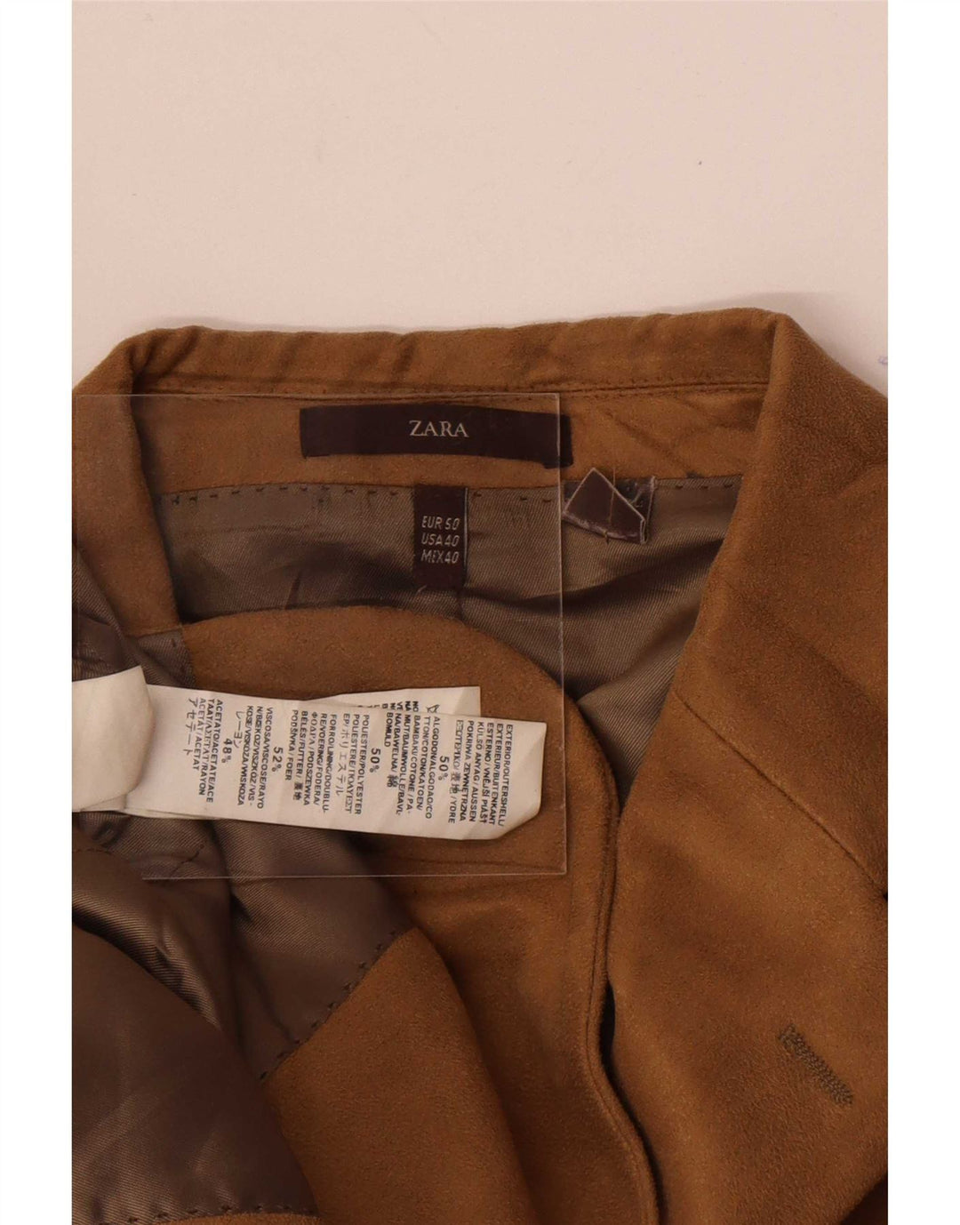 Blazer pentru bărbați din velur cu 3 nasturi Zara EU 50 Bej mediu Colorblock