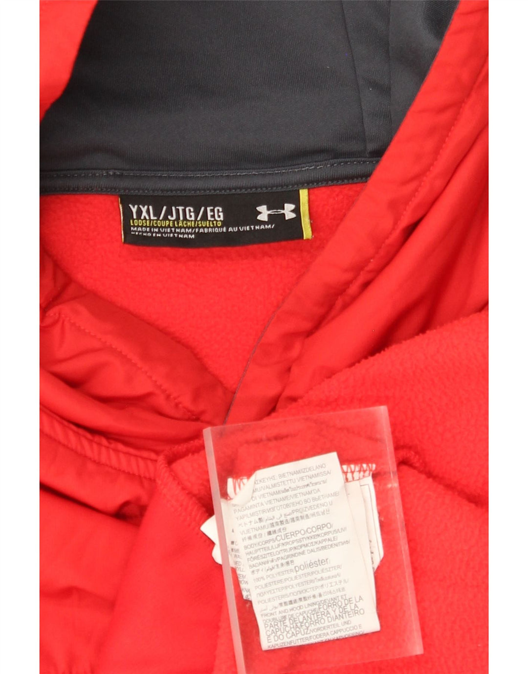 Pulover cu glugă pentru băieți UNDER ARMOUR 13-14 ani XL poliester roșu