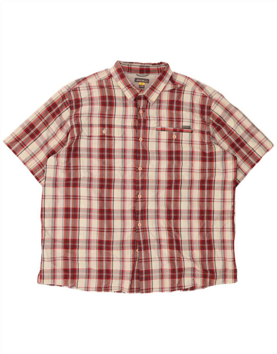 Cămașă cu mânecă scurtă pentru bărbați EDDIE BAUER 2XL poliester cu carouri roșii