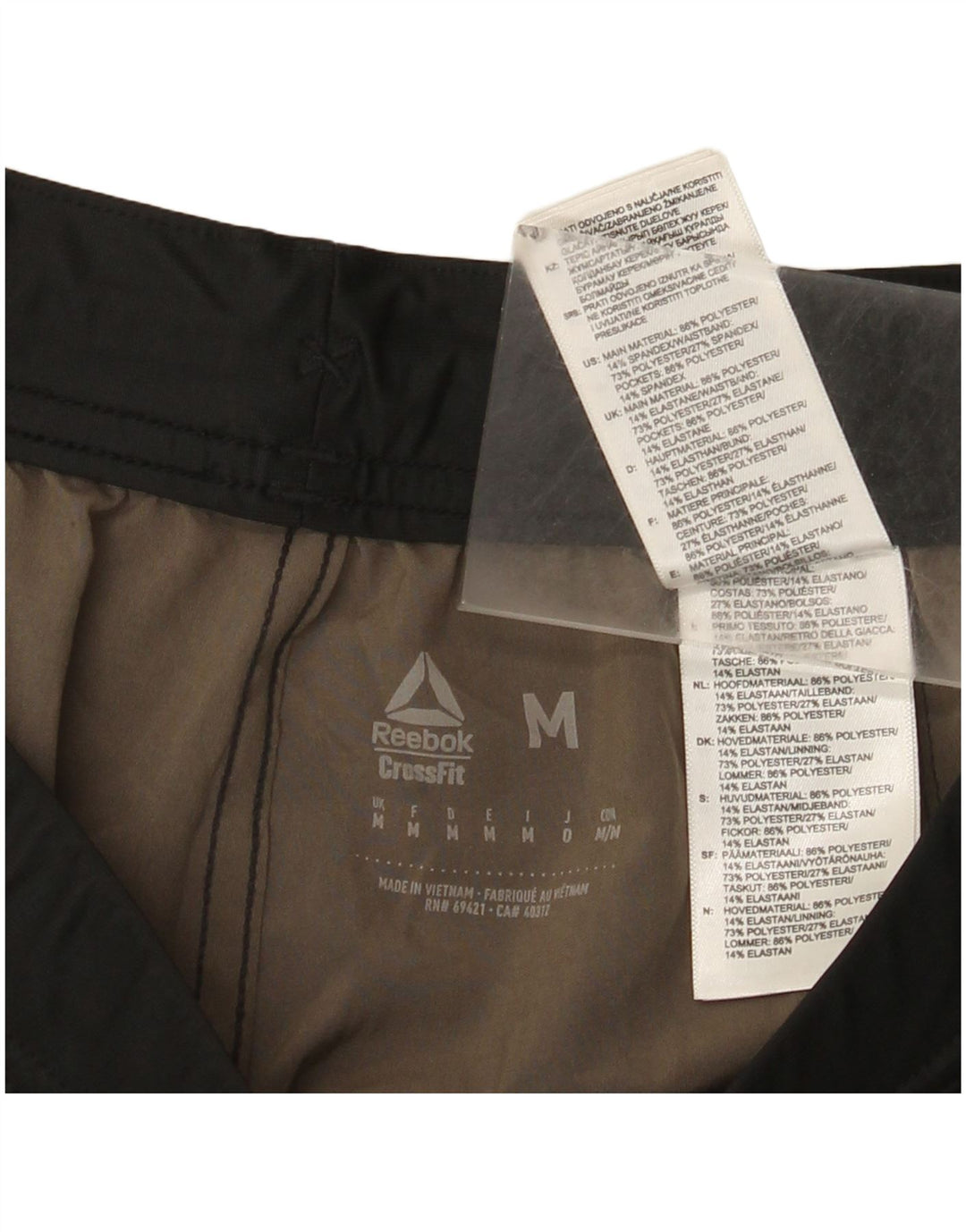 Pantaloni scurți sport grafic cross Fit Reebok pentru bărbați, poliester geometric negru mediu