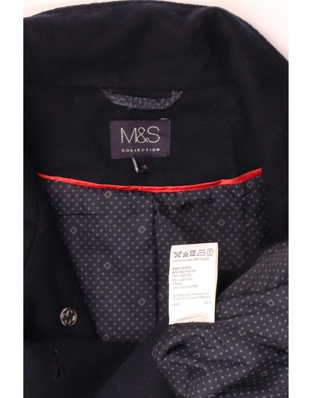 Trench pentru femei Marks & Spencer UK 16 mare poliester bleumarin