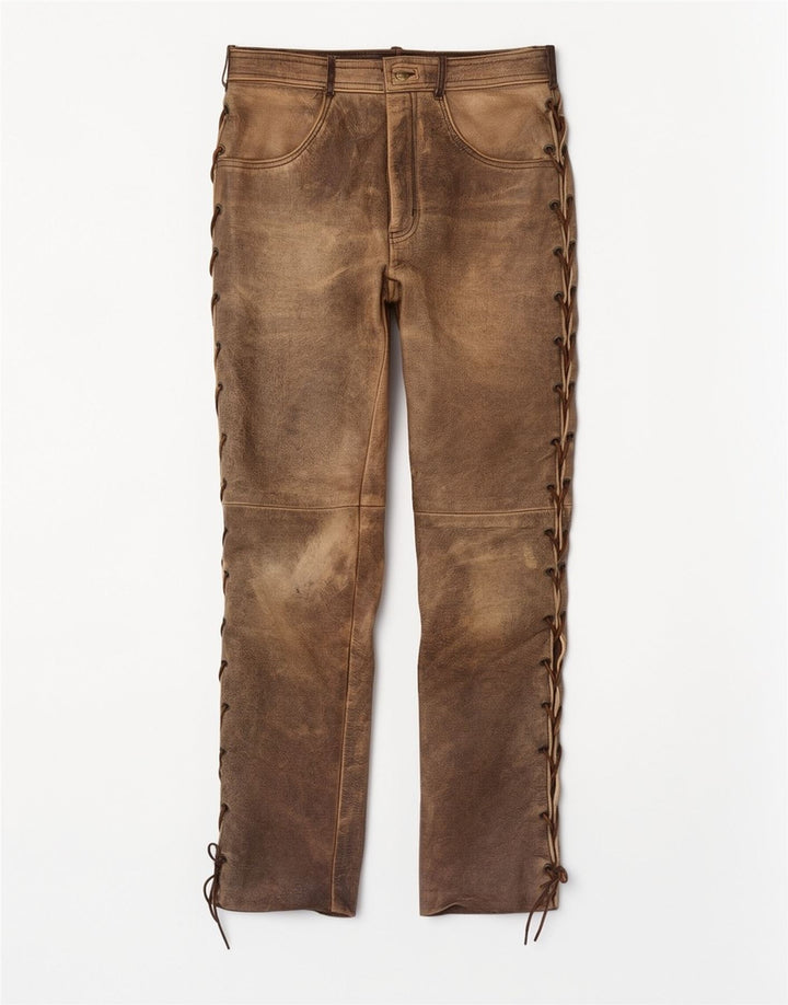 Pantaloni din piele pentru bărbați Pantera Mărimea 31 W31 L33 piele maro
