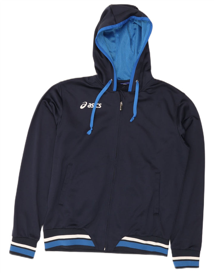 Jachetă de top pentru trening Asics, pentru bărbați, cu glugă, albastru bleumarin mediu
