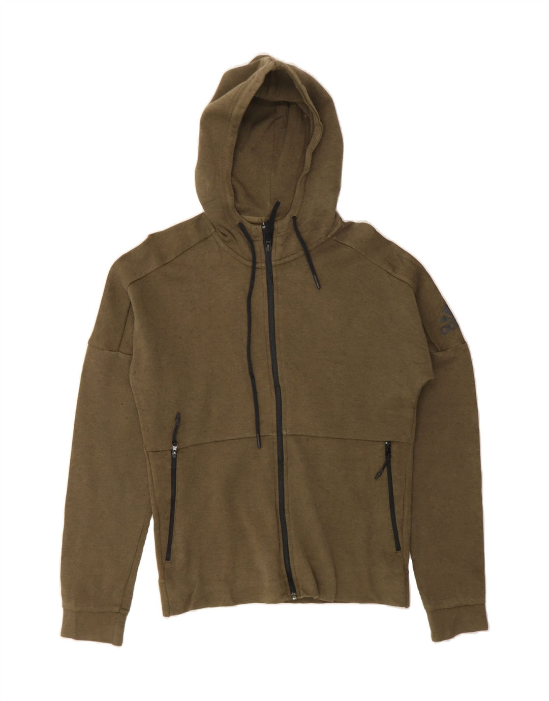 ADIDAS Mens Zip Hoodie Sweater Small Khaki Flecked Vintage Adidas and Second-Hand Adidas from Messina Hembry 