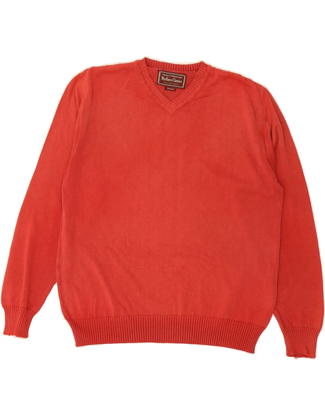 Mens V-Neck Jumper Sweater Medium Vintage Marlboro Classics and Second-Hand Marlboro Classics from Messina Hembry 