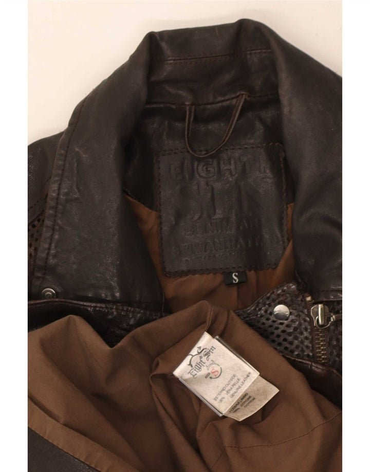 Jachetă motociclist din piele pentru femei Eighth Sin UK 10 Small Brown