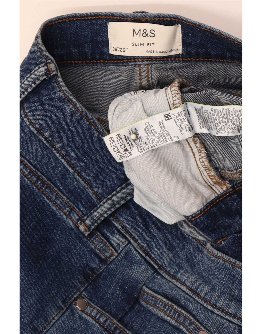 Blugi slim pentru bărbați Marks & Spencer W38 L29 Bumbac albastru