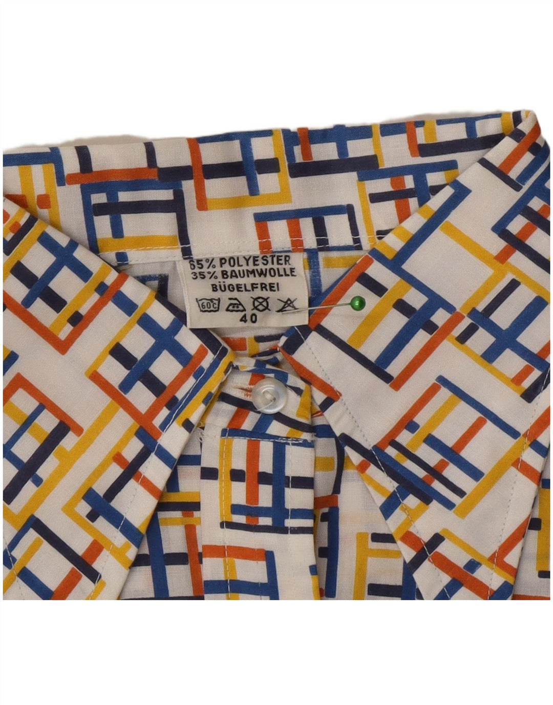 Bluză Vintage Cămașă Femei EU 40 Poliester Geometric Multicolor Mediu