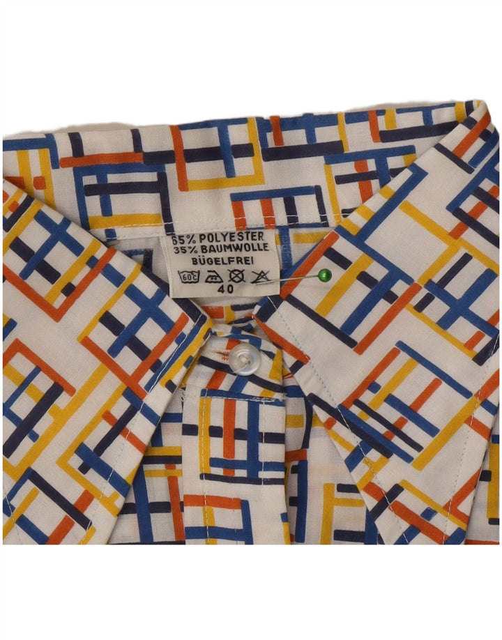 Bluză Vintage Cămașă Femei EU 40 Poliester Geometric Multicolor Mediu