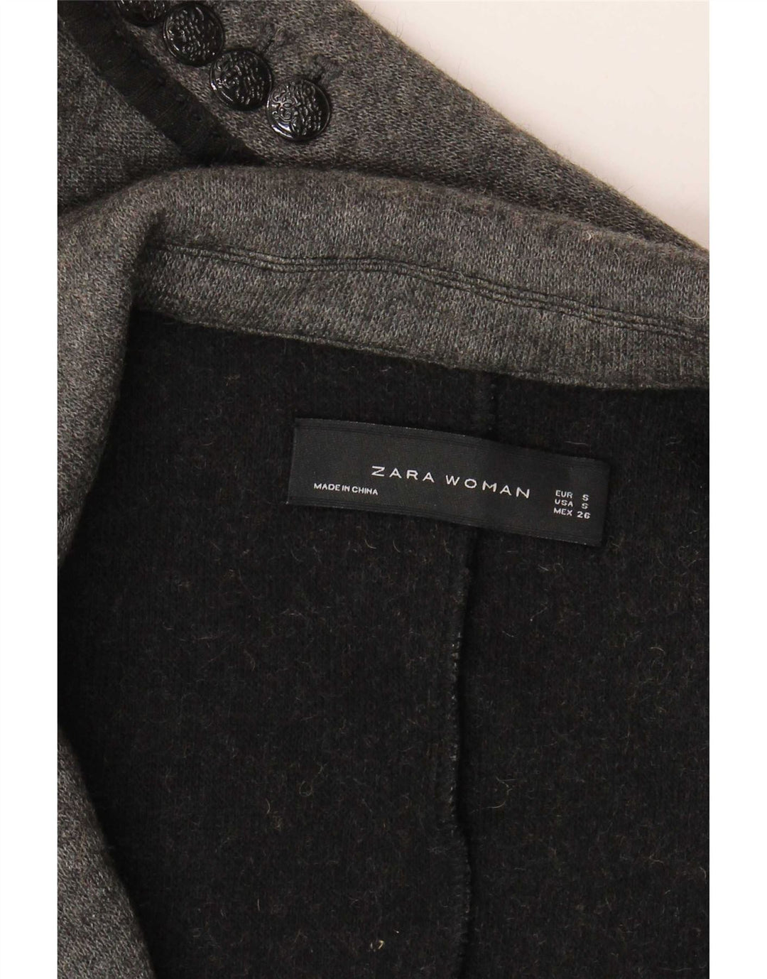 Jachetă pentru femei Zara, tricot cu 2 nasturi, UK 10, gri mic