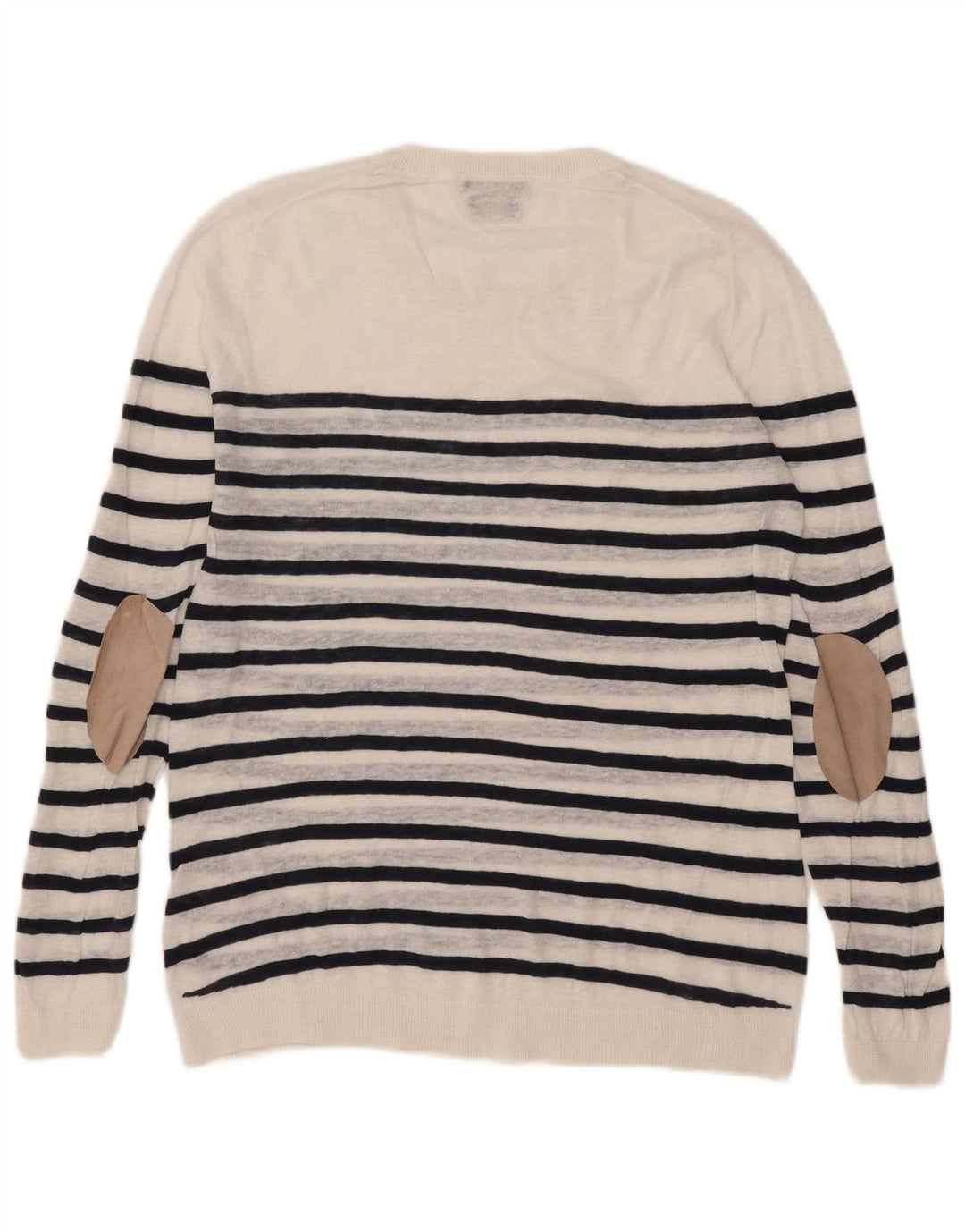 Pulover Massimo Dutti pentru damă, cu gât roșu, cu dungi mari, alb, UK 16